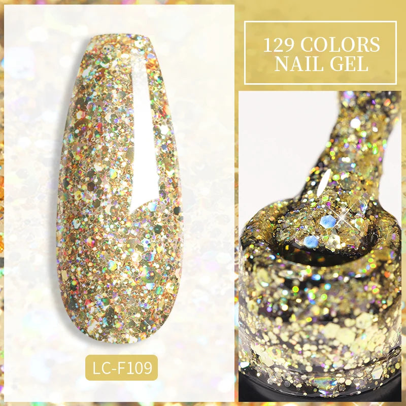 Vernis Gel LILYCUTE Paillettes Sequins Brillant - Couleurs Printemps Été Semi-Permanent UV Soak Off Manucure Nail Art