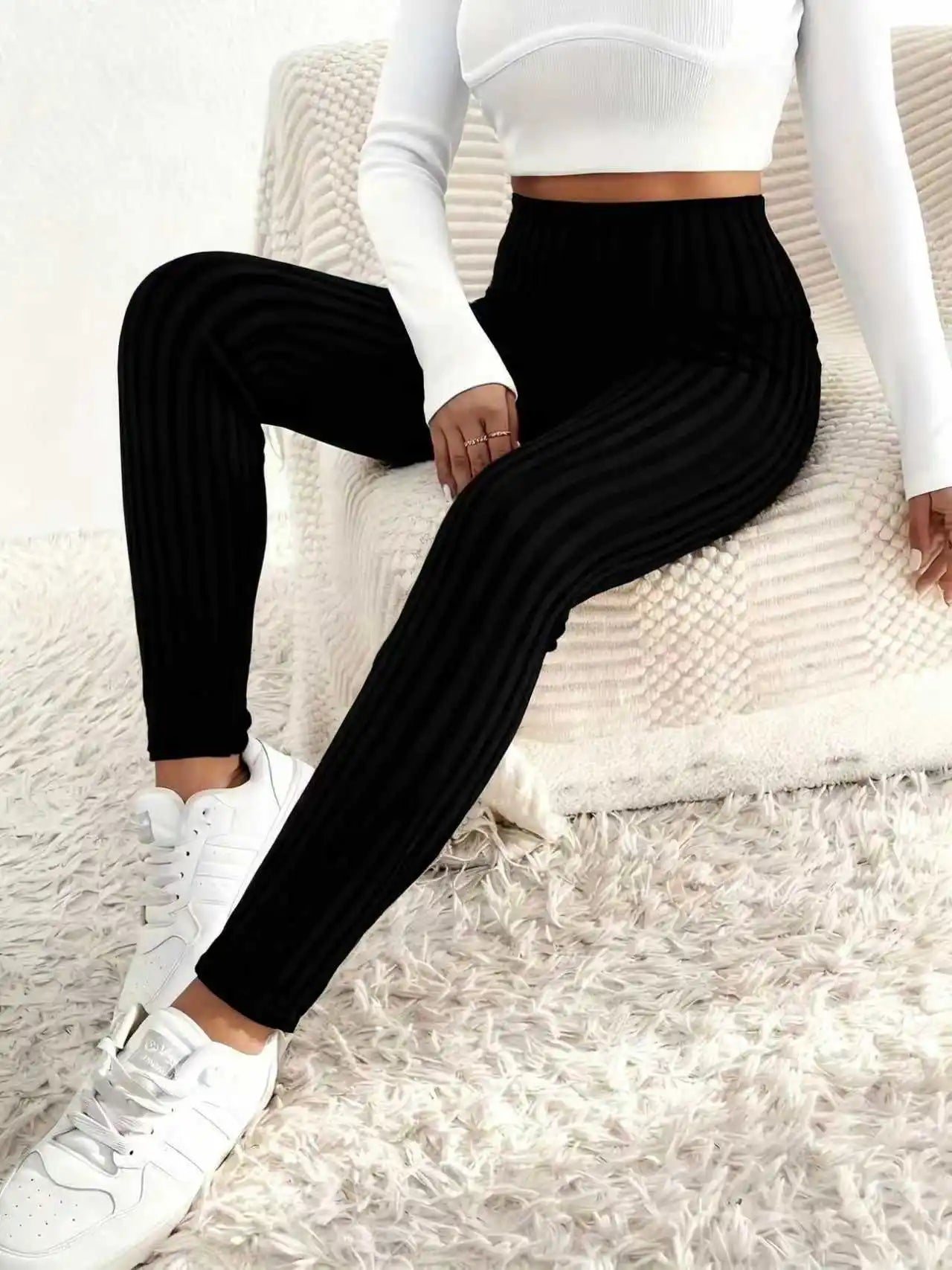 Pantalon Femme Large Taille Élastique - Casual Couleur Unie