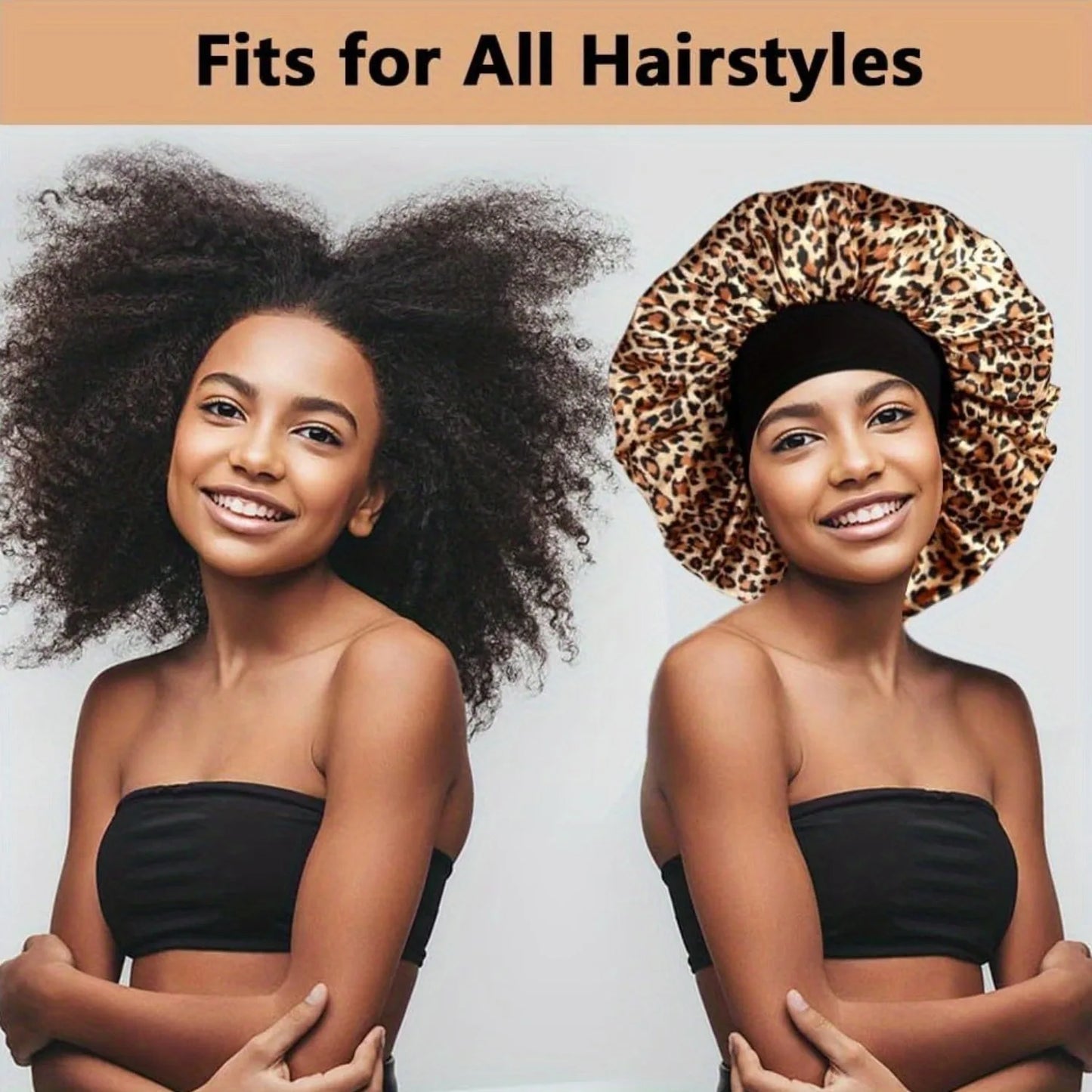 Bonnets Nuit Femme Satin Papillon Léopard - Bonnet Cheveux Tresses Bouclés Couleurs Pastel Doux Chimiothérapie Sleeping Cap