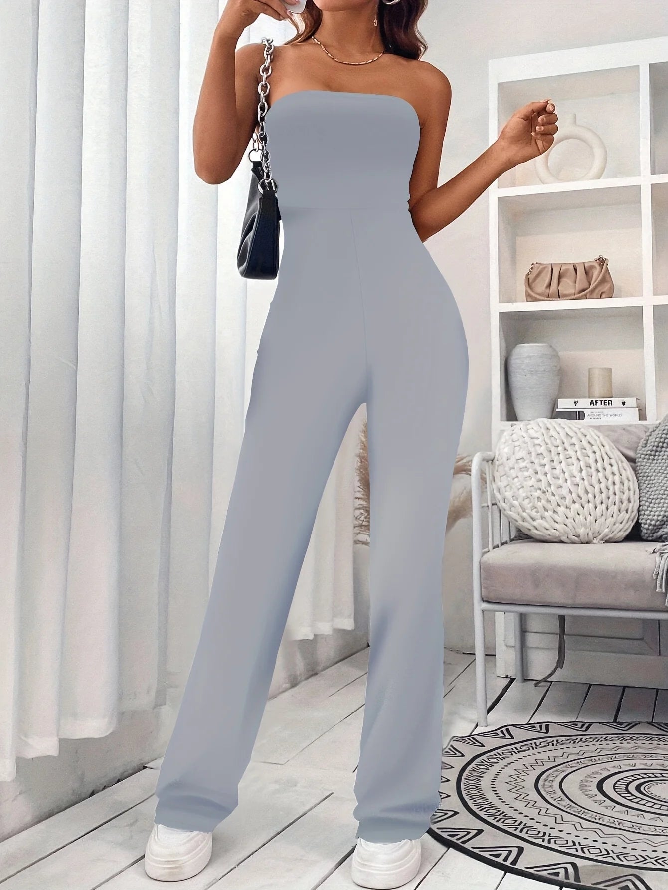 Combinaison Femme Corset Couleur Unie - Slim Lift Butt Design Fashion Pantalon Évasé Une Pièce