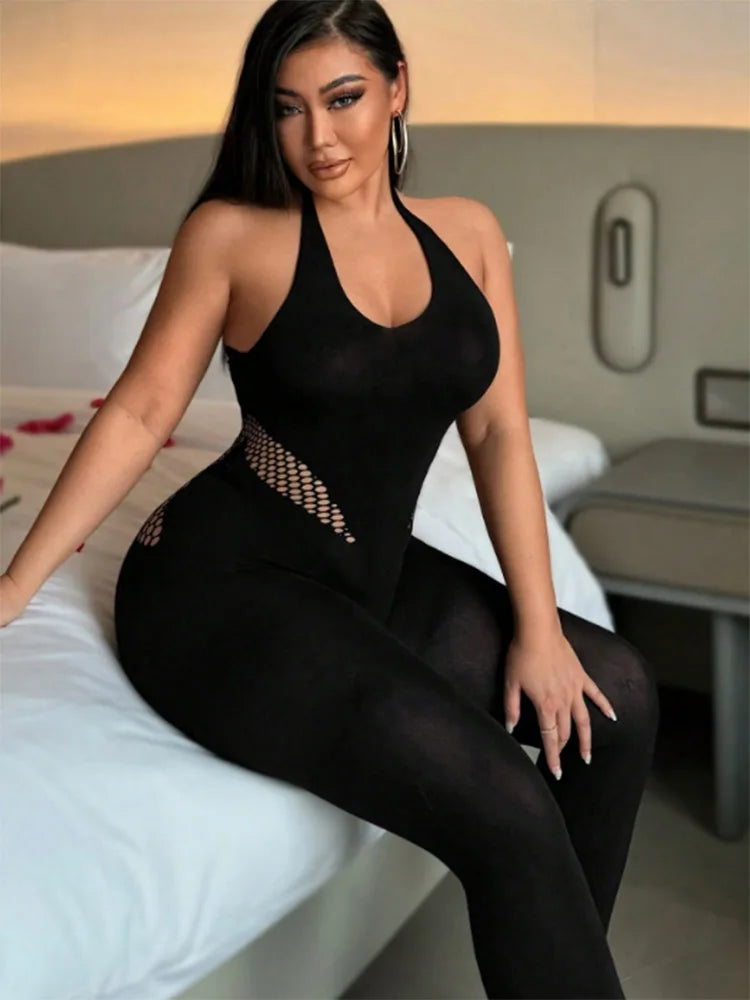 Combinaison Femme Sexy Dos Nu Couleur Unie - Sans Manches Grande Taille Plus Size Jumpsuit