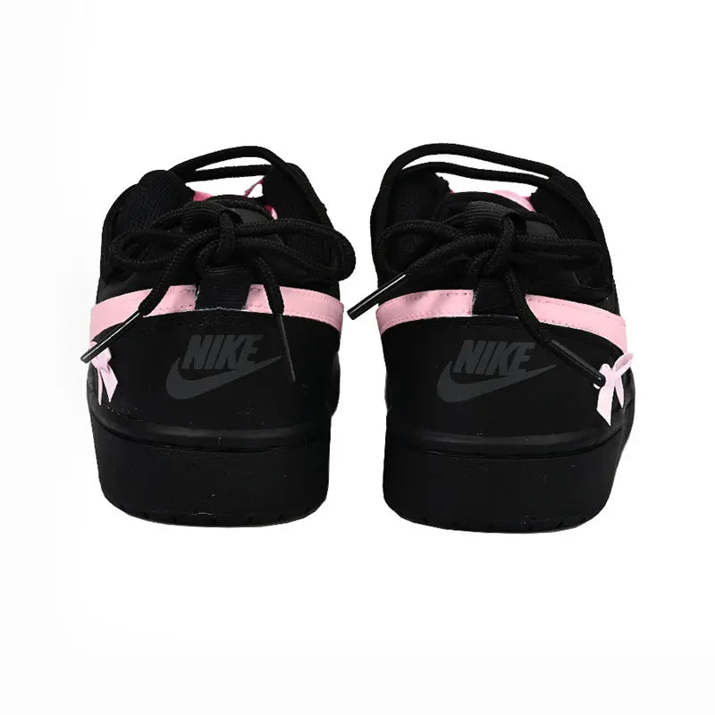 Nike Court Borough Retro – Baskets Femme Rose & Noir Antidérapantes