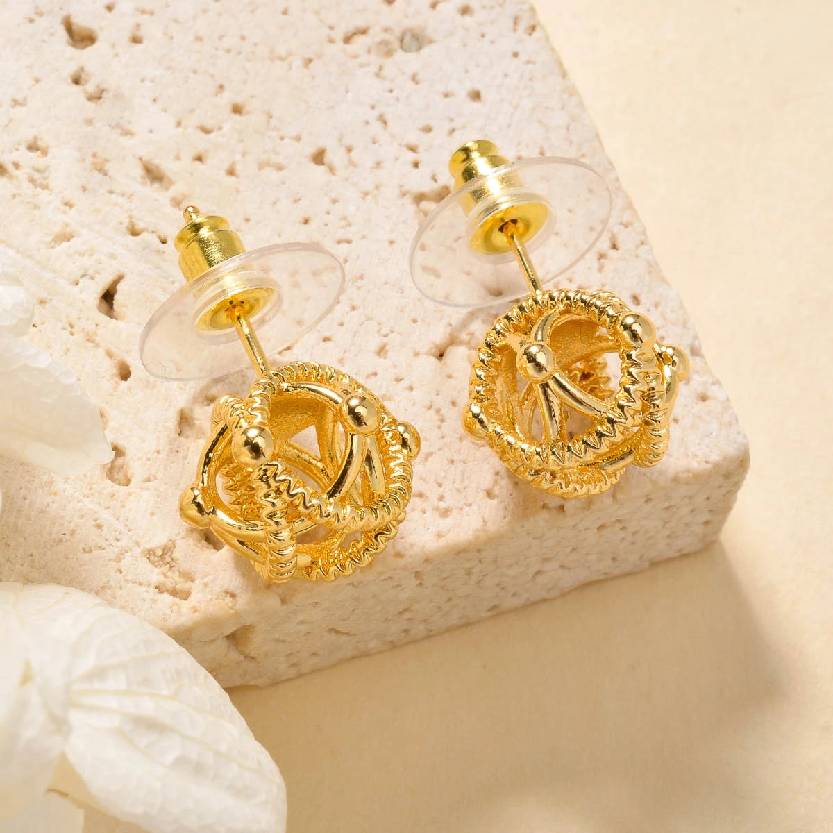 Boucles d'Oreilles Plaqué Or Luxe Dubai - Femme Mariage