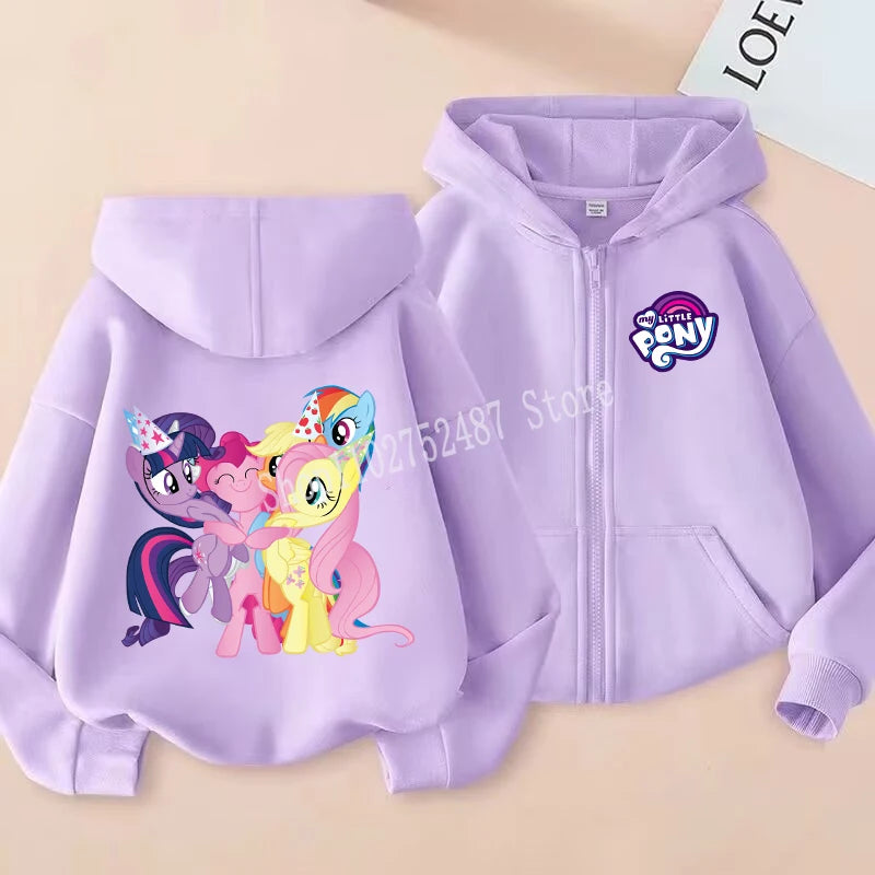 Gilet à Capuche Licorne My Little Pony - Veste Zippée Fille Printemps Automne