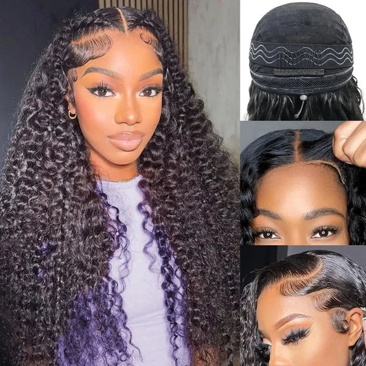 Perruque Glueless Wear and Go 5x5 4x4 - Cheveux Naturels Lace Closure HD Deep Wave Pré-Plumée