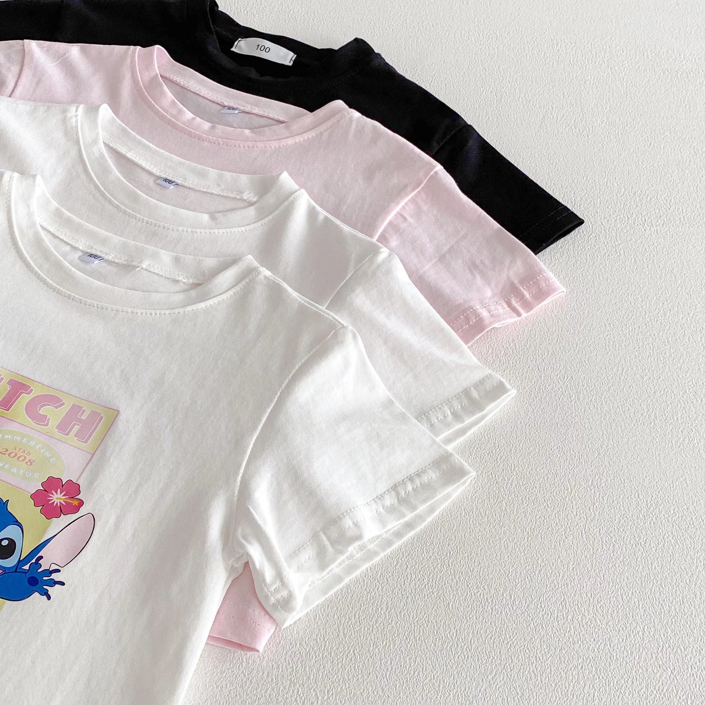 T-Shirt Enfant Stitch - Tee-Shirt Manches Courtes Fille Garçon Disney Été 1-7 Ans