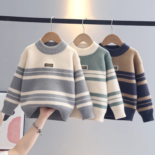 Pull Tricoté Garçon  - Rayures Automne Hiver