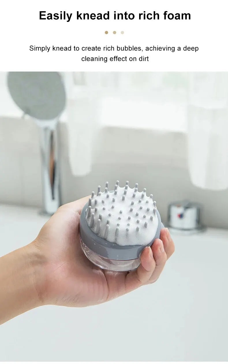 Brosse Shampoing Massage Cuir Chevelu - Distributeur Liquide Multifonction Bain Animaux Corps