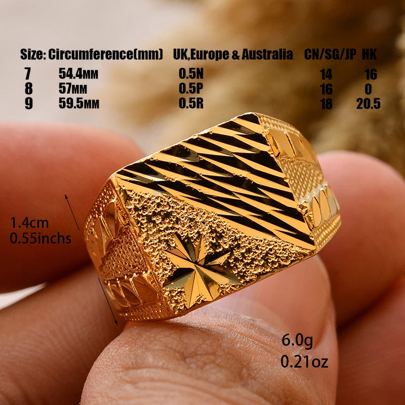 Bague Homme Couleur Or - Style Dubai Moyen-Orient