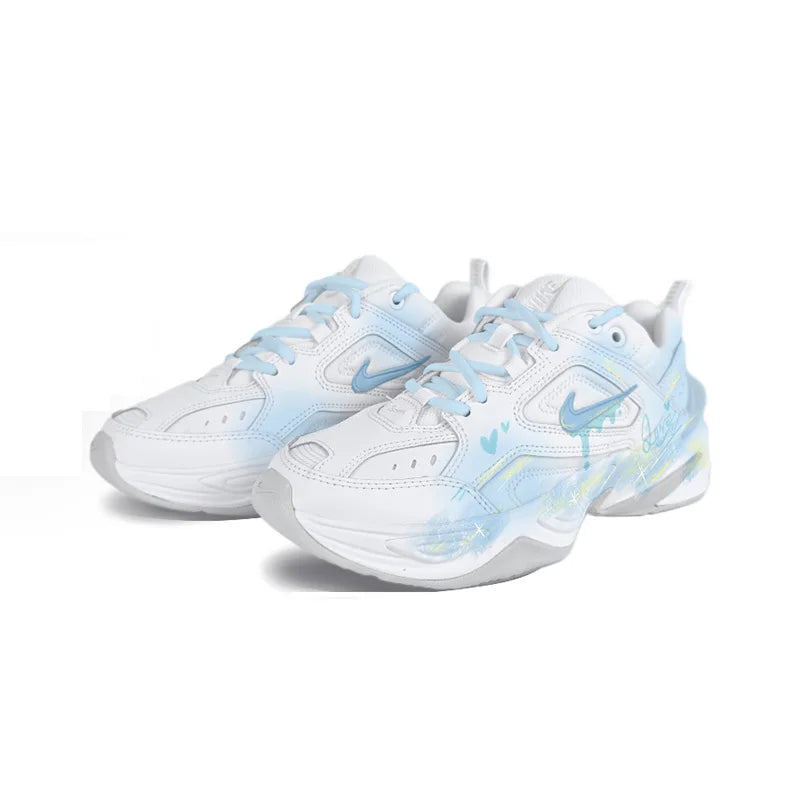 Sneakers Custom Femme Nike M2K Tekno – Peintes à la Main, Île Rêveuse, Rétro Basse