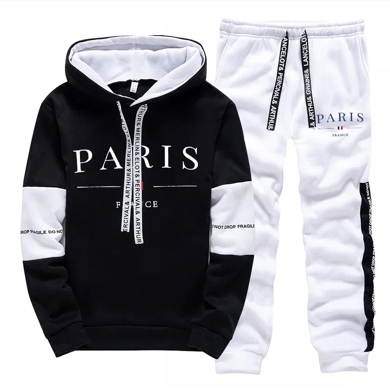Ensemble Homme Hoodie Sweatpants Polyvalent - Sport Automne Hiver Confort
