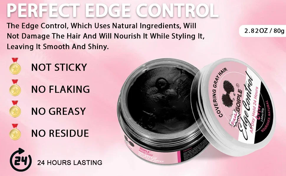 Gel Fixation Cheveux Edge Control Noir - Cire Coiffante Forte Tenue Anti-Cheveux Gris
