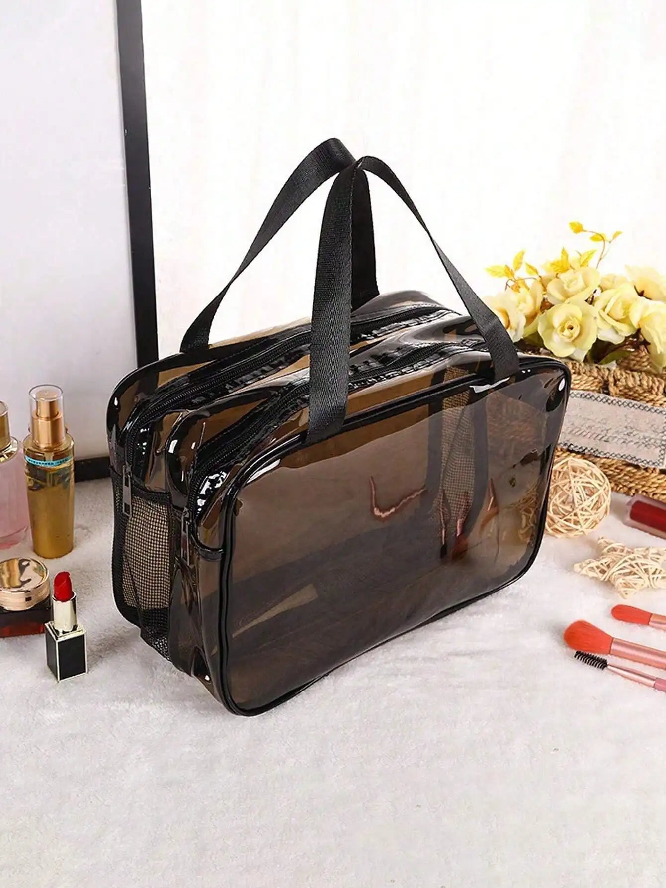 Trousse Maquillage Transparente Voyage - Sac Cosmétiques Portable Organisateur Beauté
