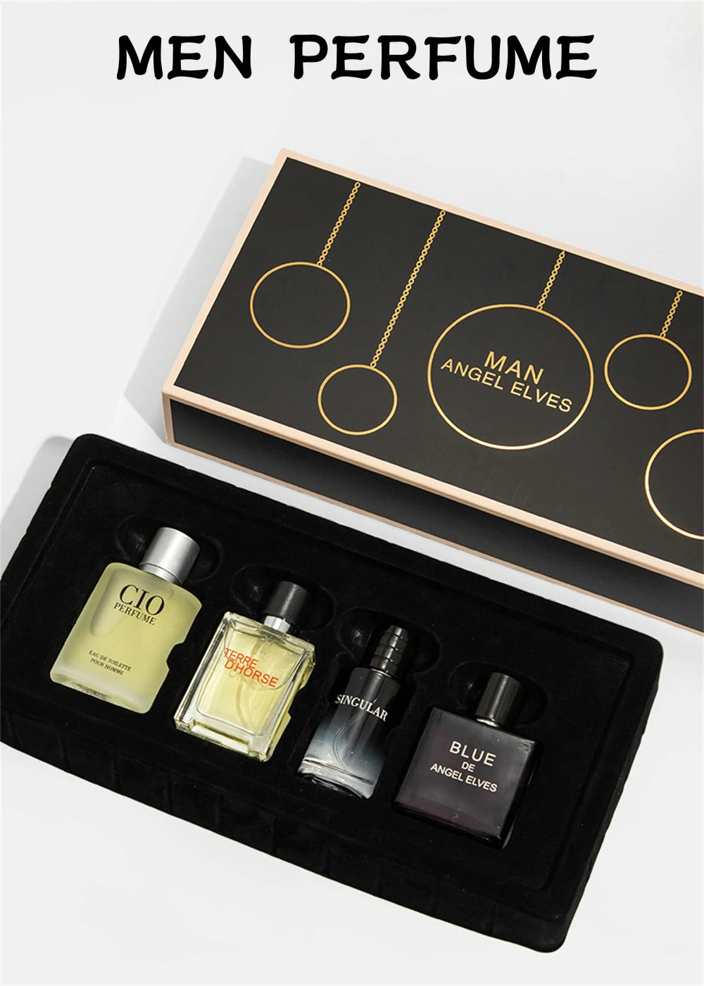 Coffret Parfum Homme Luxe 4x120ml - Eau de Cologne Florale Végétale Masculin Cadeau Élégant