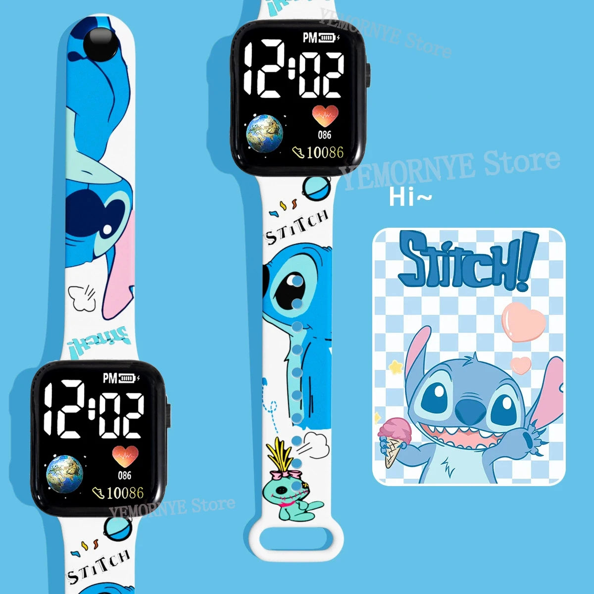Montre Digitale Enfant Disney Stitch & Lio - LED Cartoon Imprimé Cadeau Anniversaire Jouet