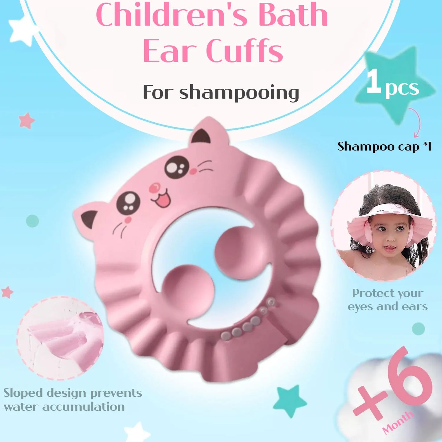 Bonnet de Douche Bébé 0-6 Ans - Protection Oreilles Ajustable Sans BPA