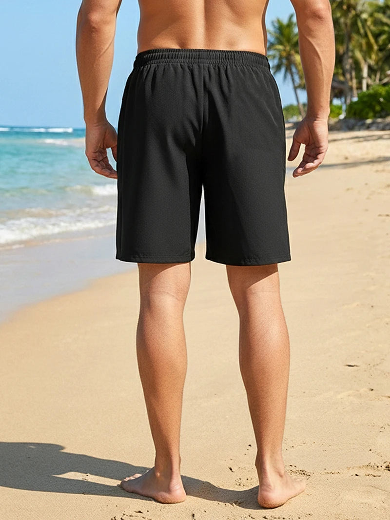 Short de Plage Homme avec Poches Zippées - Maillot Séchage Rapide Doublure Mesh Été