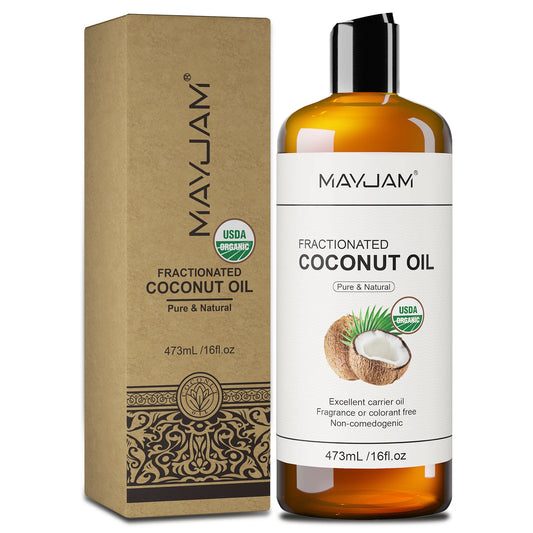 Huile Végétale 473ml MAYJAM - Coco Jojoba Ricin Glycérine Pépins Raisin, Aromathérapie Massage Soin Cheveux Peau