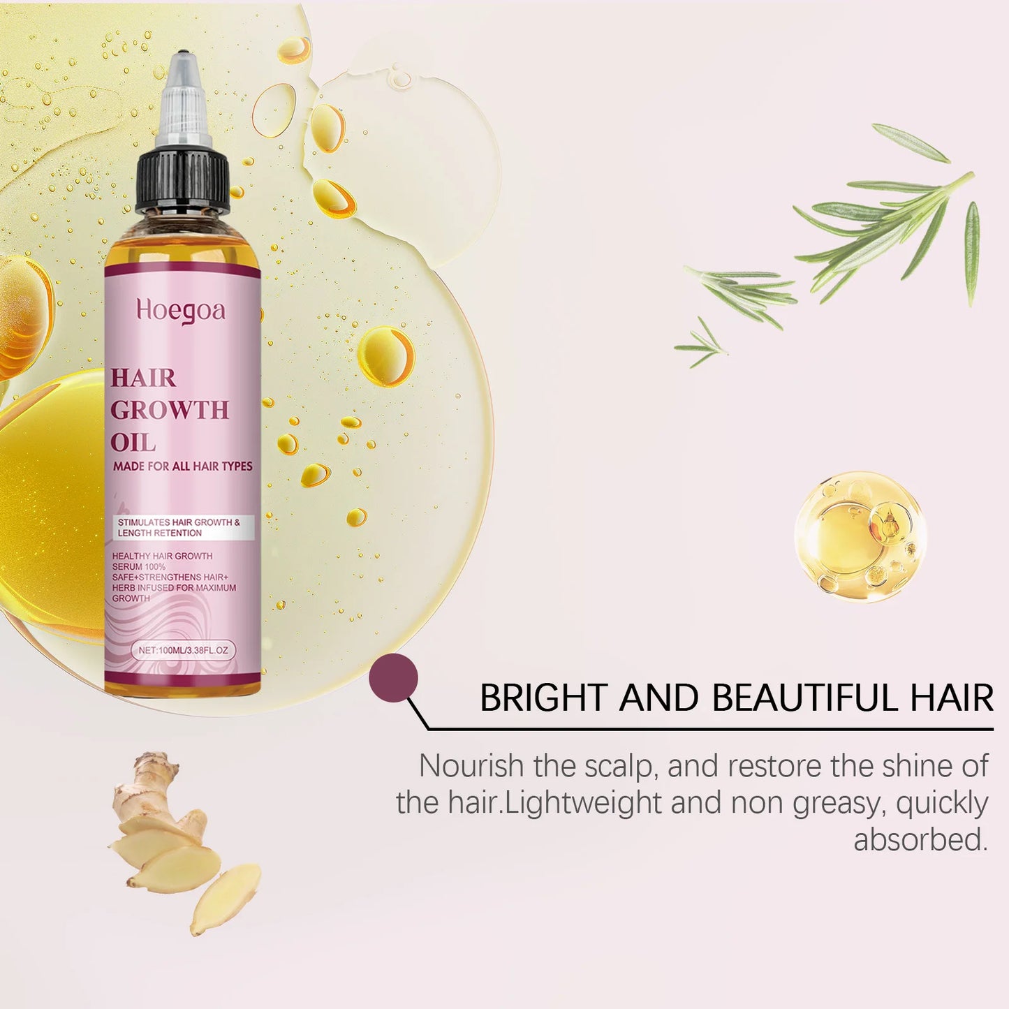 Huile Croissance Cheveux Romarin Ricin 100ml - Réparation Pointes Fourches Soin Nourrissant