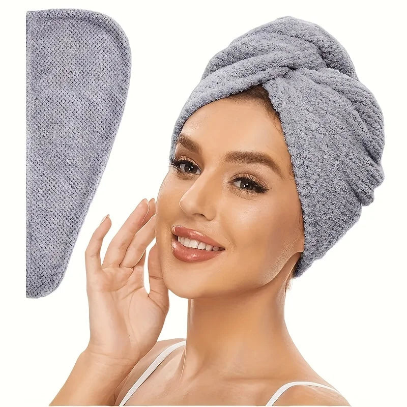 Serviette Cheveux Microfibre Turban Séchage Rapide - Ultra Absorbante Soin Doux Cheveux Frisés Abîmés Bonnet Séchoir Femme