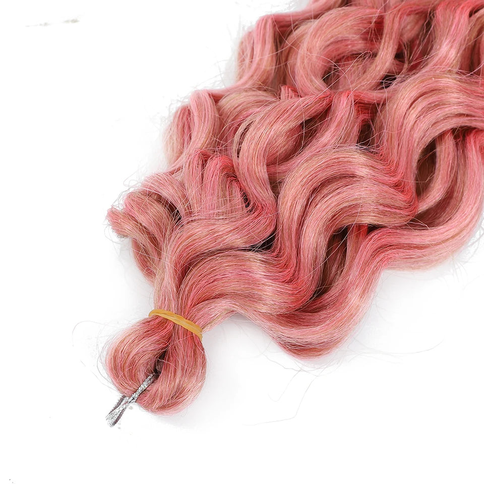 Extension Tresses Hawaii Curly Ocean Wave - Mèches Crochet Synthétiques Afro Bouclées Ombré Rose Water Wave