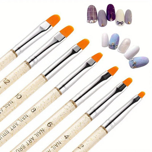 Lot 7 Pinceaux Professionnels Manucure UV Gel Transparent Acrylique Nail Art Peinture Dessin Photothérapie Outils