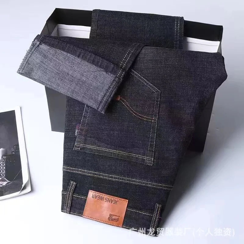 Jean Business Casual Homme - Coupe Droite Stretch Bleu Noir