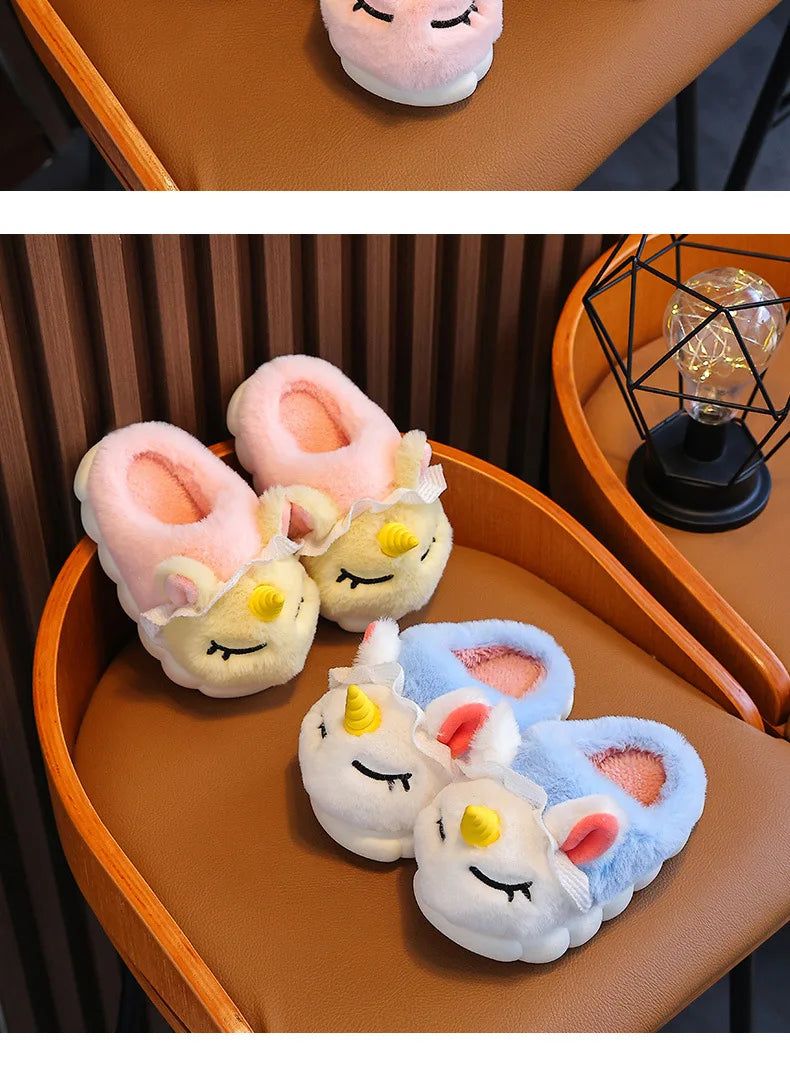 Chaussons Coton Enfants 2024 Automne Hiver - Pantoufles Chaudes Antidérapantes Garçons Filles