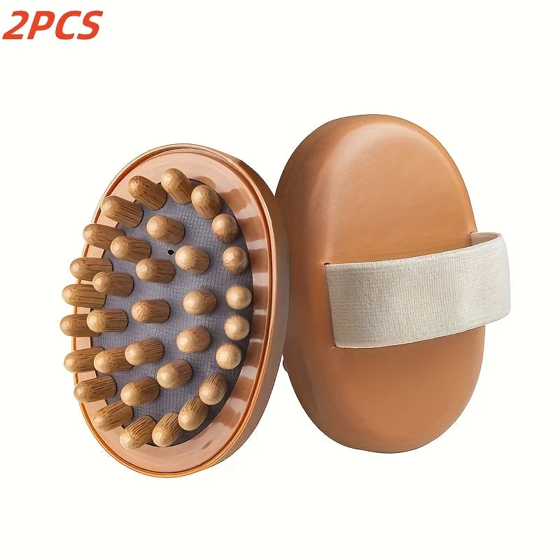 Brosse Massage Bois Naturel 1/2pcs - Masseur Manuel Corps Tête Relaxation Musculaire Sauna SPA Anti-Stress
