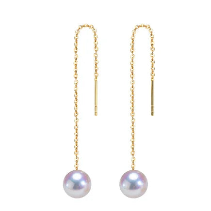 Boucles d'Oreilles Or 18k Perle Femme - Longues Pendantes