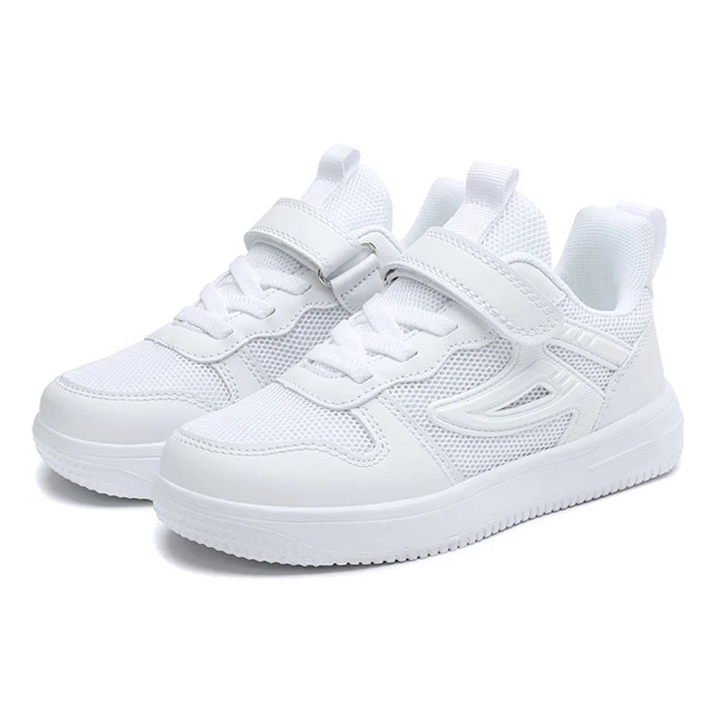 Baskets Enfant Blanches Mesh - Chaussures Sport Mode Respirantes Garçon Fille Printemps Été