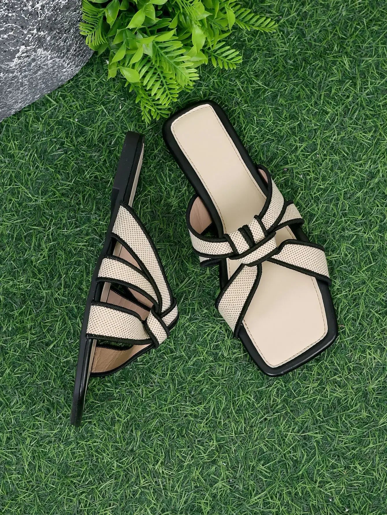 Sandales Femme Plates Été - Semi-Pantoufles Élégantes Semelle Caoutchouc