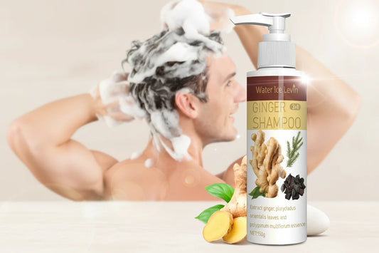 Shampoing Gingembre 3-en-1 - Soin Cheveux Hydratant Lissant Cheveux Secs Bouclés Abîmés