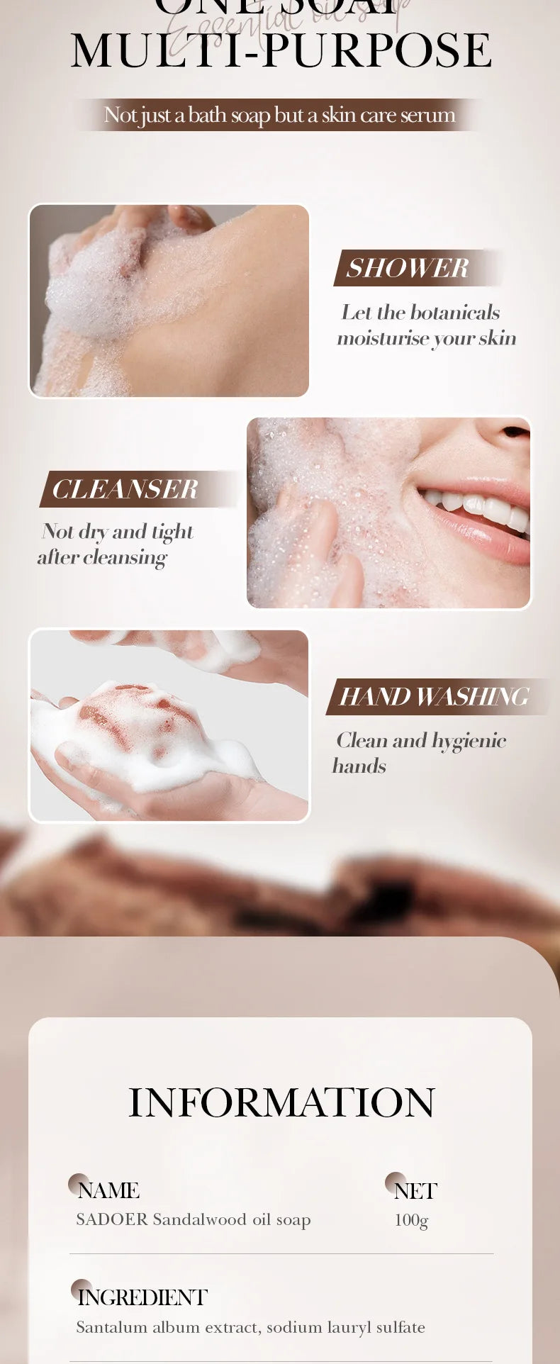 Savon Artisanal Bois Santal Femme - Nettoyant Profond Corps Blanchissant Huile Essentielle Rasage Éclaircissant