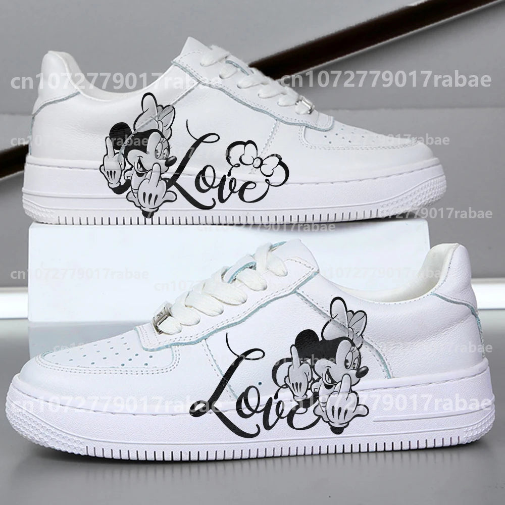 Baskets Mickey Minnie Mouse Adulte - Sneakers Plateforme Graffiti 3D Unisexe Skateboard