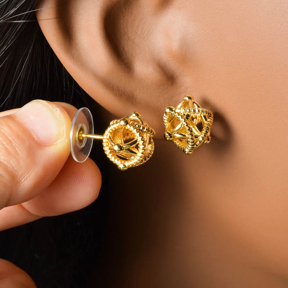 Boucles d'Oreilles Plaqué Or Luxe Dubai - Femme Mariage