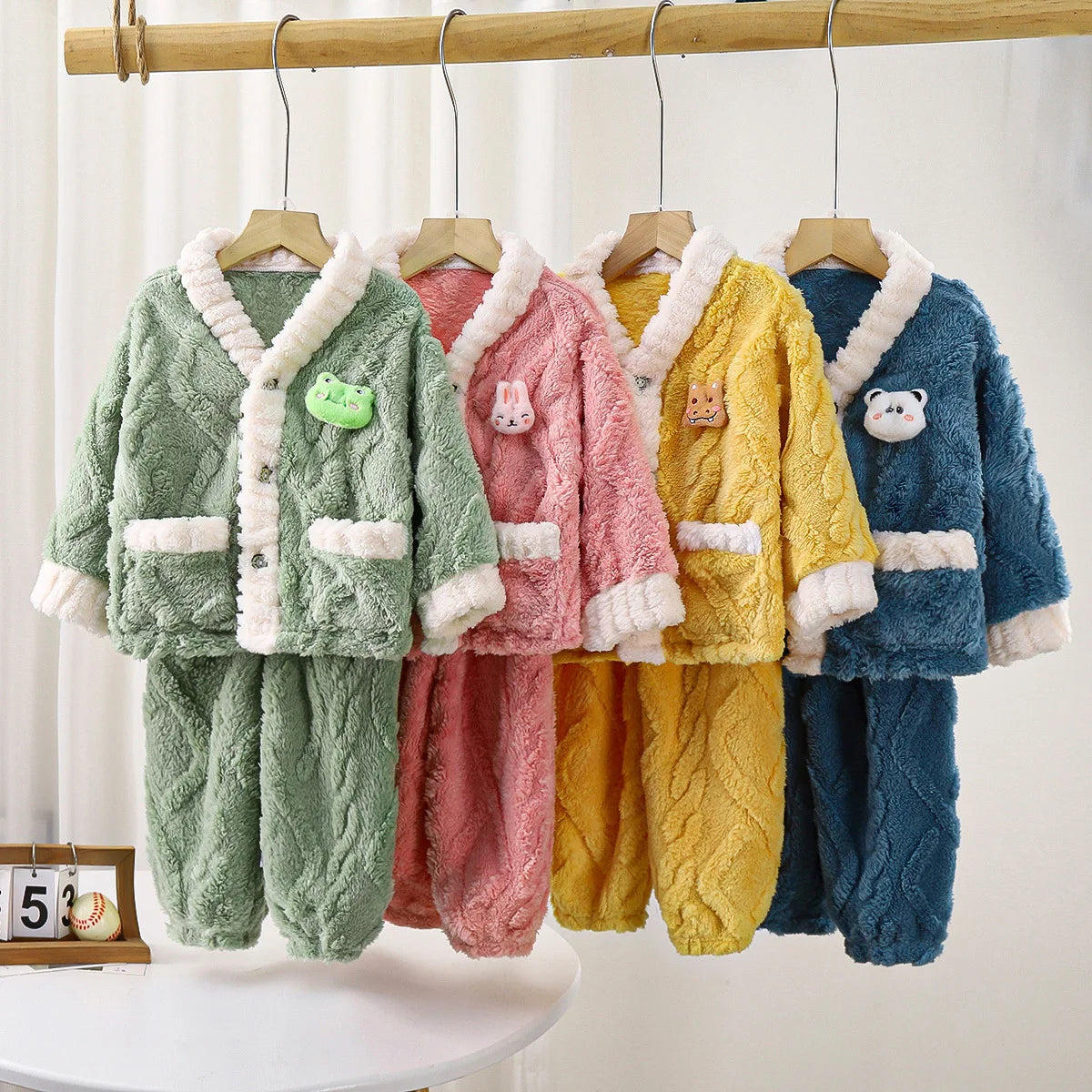 Pyjama Enfant Polaire Velours - Ensemble Cartoon Chaud Automne Hiver