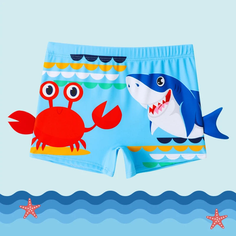Short de Bain Garçon + Chapeau - Motif Crabe et Requin 2 Pièces