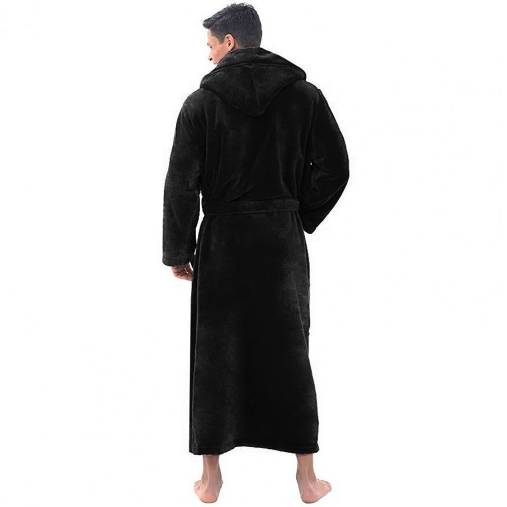 Peignoir Homme Flanelle à Capuche - Robe de Chambre Polaire Hiver