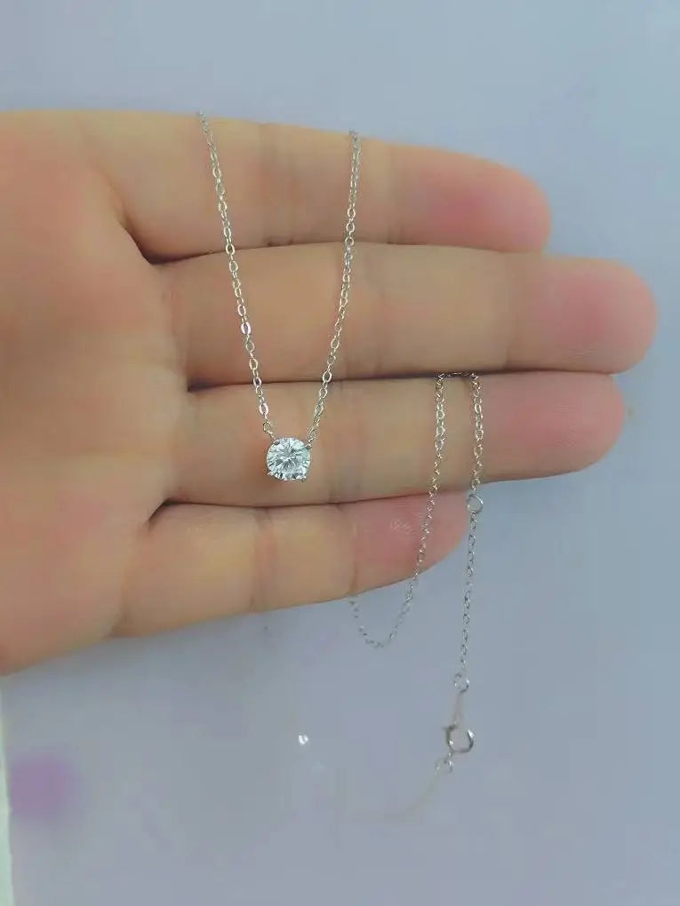 Collier Femme Argent 925 Or 18K Zircon 6mm - Clavicule Mariage Polyvalent