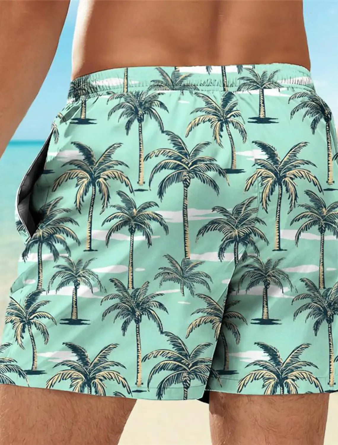 Short de Bain Homme Palmiers Tropical 3D - Maillot Respirant Poche Confort Style Hawaïen
