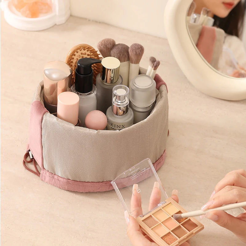 Sac Cosmétique en Velours Grande Capacité Trousse de Maquillage Voyage Multifonctionnelle Portable avec Zip Élégant pour Usage Quotidien