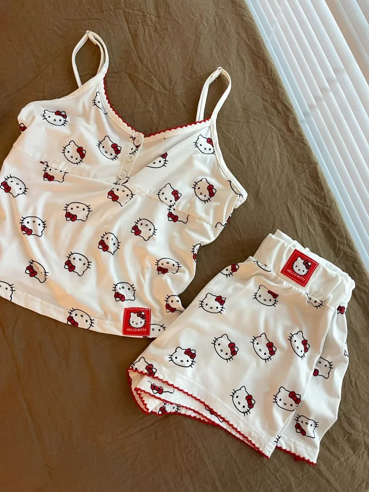Pyjama Hello Kitty Sanrio Femme - Débardeur Short Sexy Sweet Student Nightwear
