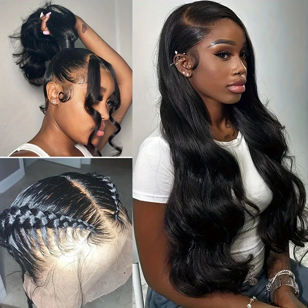 Perruque 360 HD Lace Front Body Wave Densité 250% - Cheveux Naturels Lace Frontal Transparent Pré-Plumée