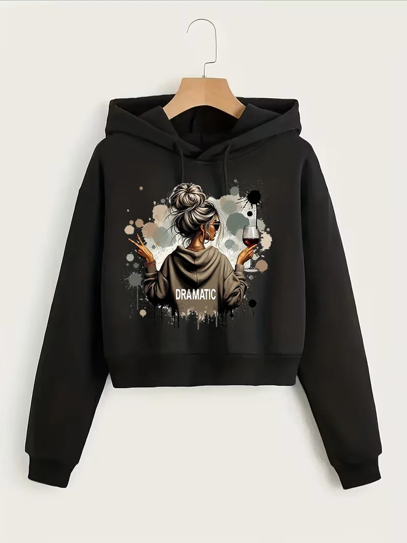 Sweat Court à Capuche Gothic "Vintage Lady" - Style Y2K Automne Hiver