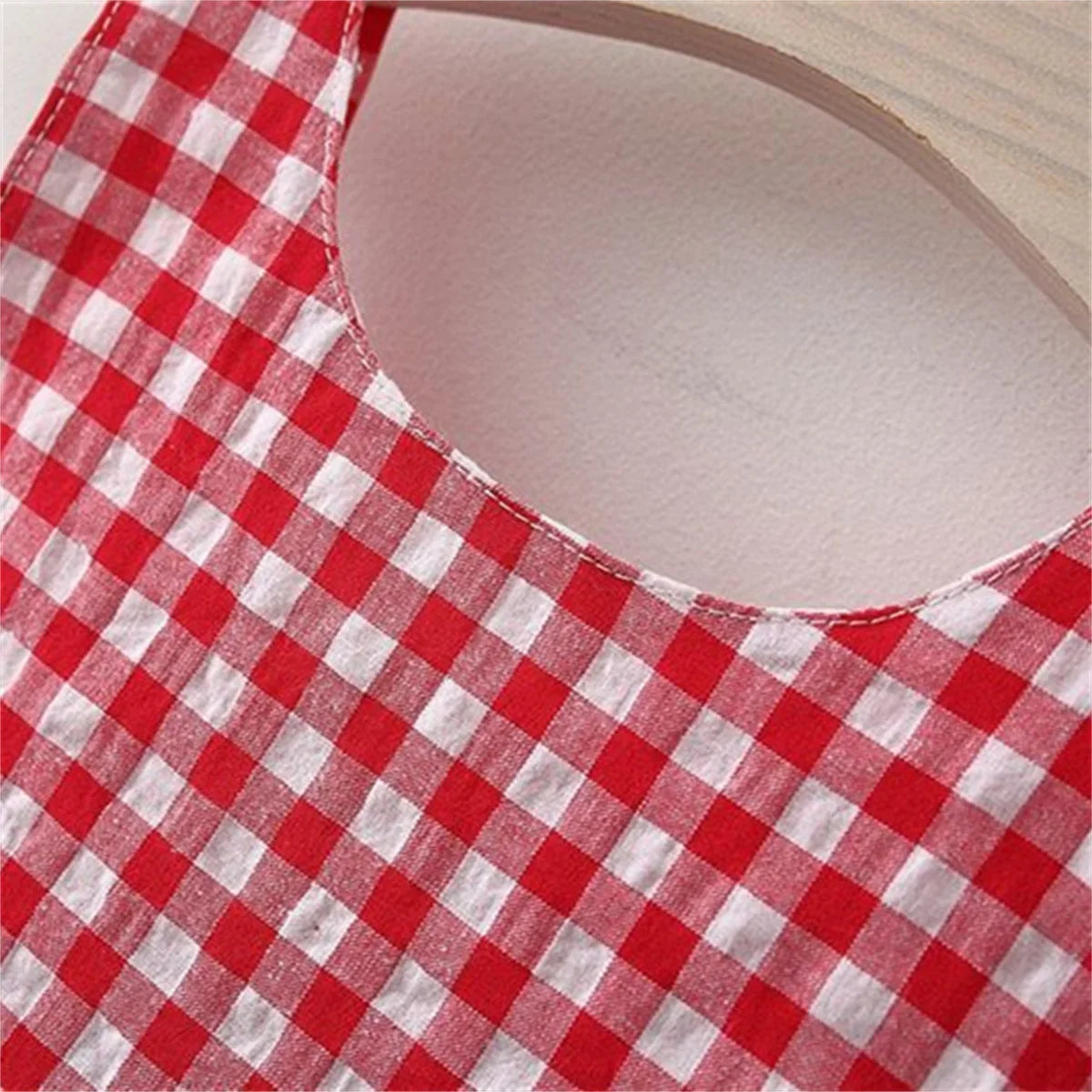 Ensemble Bébé Fille Anniversaire - Robe Carreaux Nœud + Chapeau 2 Pièces 0-3 Ans Été