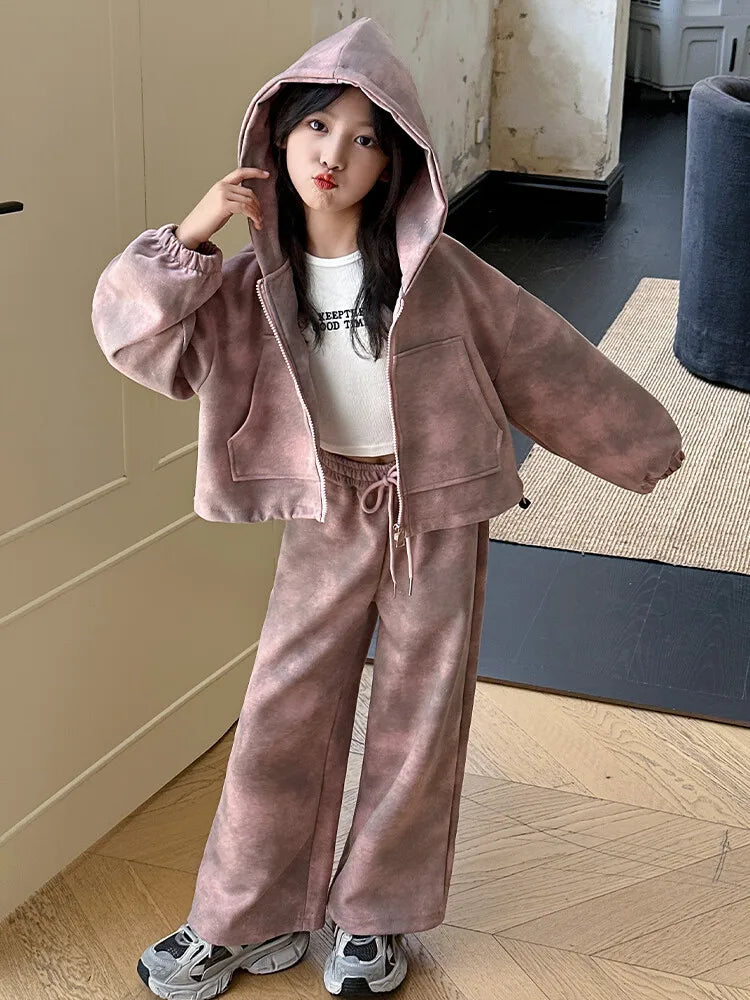 Ensemble Sport Fille Tie-Dye - Veste + Pantalon Ado