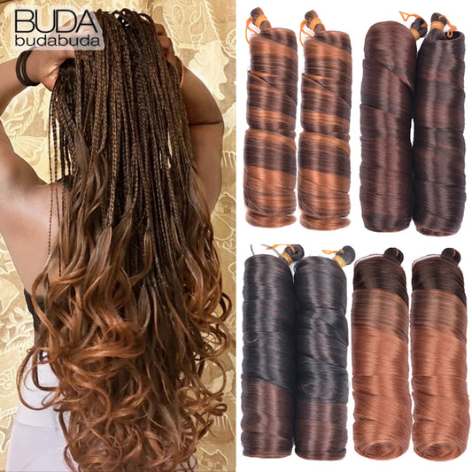 Extension Tresses French Curls Pré-Étirées - Mèches Synthétiques Loose Wave Spiral Curl Haute Température Ombré