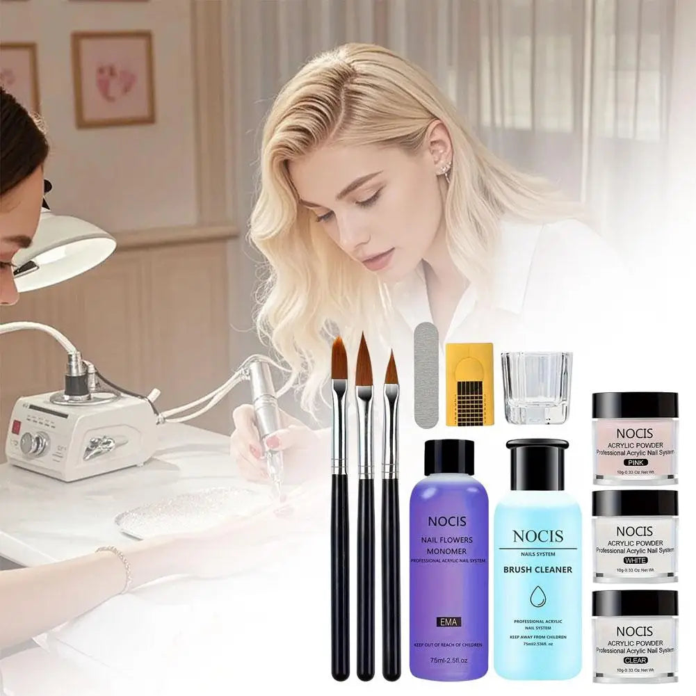 Set Poudre Acrylique EMA Professionnel - Kit Extension Manucure Fournitures Poudre Acrylique Qualité Salon Soin Beauté Ongles