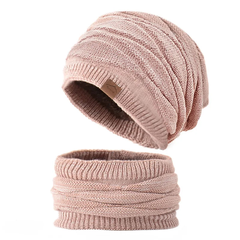 Ensemble Bonnet Écharpe Hiver Femme - Bonnet Tricoté Chaud Doublure Fourrure